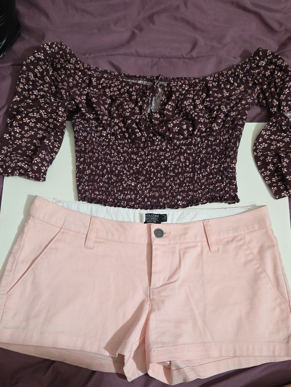 Volcom Light Pink Cotton Blend Shorts